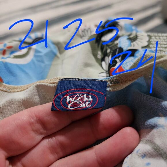 Vintage y2k patterned blue floral whimsical babydoll top - Picture 3 of 3